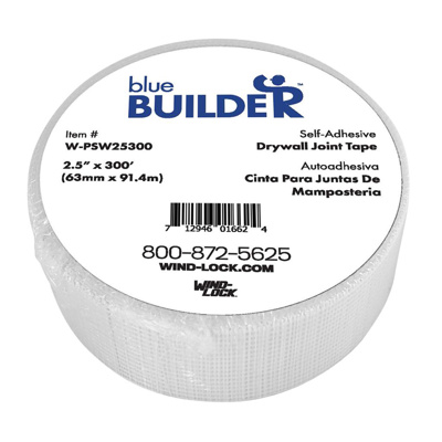 Blue Builder Drywall Mesh Tape, 2-1/2in x 300ft, White