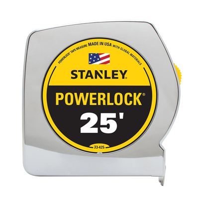 Stanley Power Lock Tape Measure, 25ft x 1in