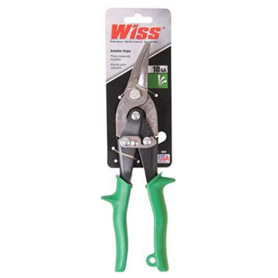 Wiss Aviation Snips, Right-Hand Cut, Green Handle
